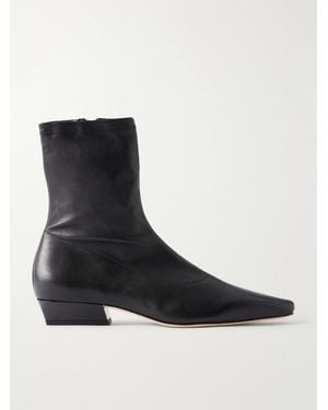 STAUD Wally Leather Ankle Boots - Black