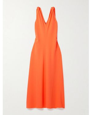 La Ligne Knotted Crepe Midi Dress - Orange