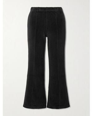 Suzie Kondi Fili Cropped Cotton-Blend Velour Flared Pants - Black