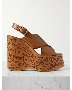 Chloé Maxime Wedge Sandals - Brown