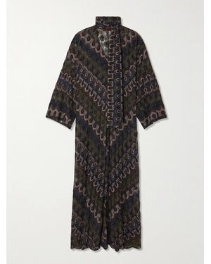 Missoni Tie-Detailed Striped Metallic Crochet-Knit Dress - Black