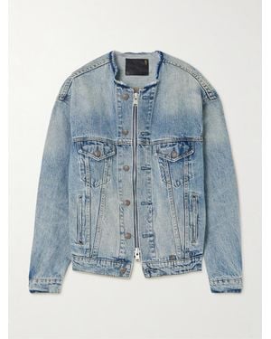 R13 Distressed Denim Jacket - Blue