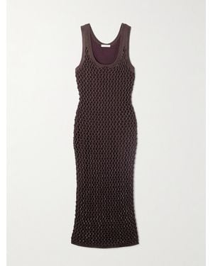 DIOTIMA Emin Crystal-Embellished Crocheted Cotton-Blend Midi Dress - Purple