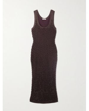 DIOTIMA Emin Crystal-Embellished Crocheted Cotton-Blend Midi Dress - Purple