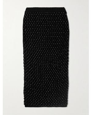 DIOTIMA Spice Crystal-Embellished Crocheted Cotton-Blend Midi Skirt - Black