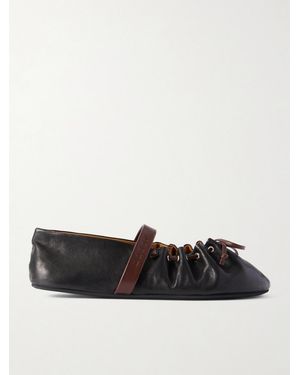 Marni Dancer Bow-Detailed Leather Ballet Flats - White