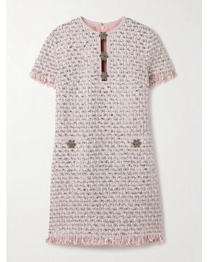 Valentino Garavani Minikleid Aus Metallic-Tweed Mit Verzierungen Und Fransen - Pink