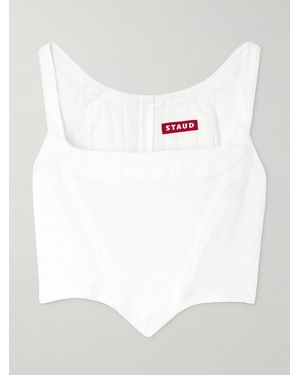 STAUD Vaga Linen Corset Top - White