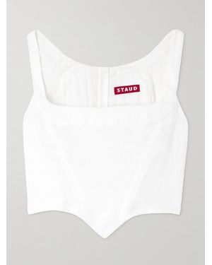STAUD Vaga Linen Corset Top - White