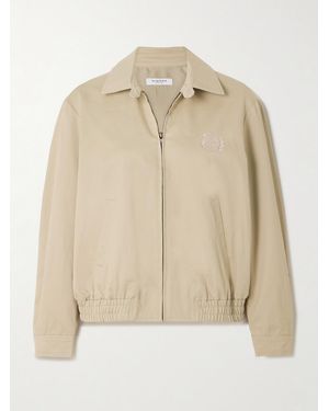 Sporty & Rich Prep H&W Crest Embroidered Cotton-Twill Jacket - Natural