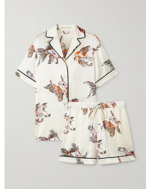 Olivia Von Halle Ingo Printed Silk-Satin Pyjama Set - Natural