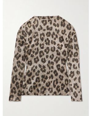 Marie Adam-Leenaerdt Bluse Aus Metallic-Lamé Mit Leopardenmuster Und Stehkragen - Mehrfarbig