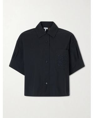 Loewe Paula's Ibiza Anagram-Embroidered Cotton-Blend Shirt - Blue