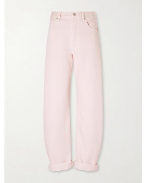 FRAME The Bubble Mid-Rise Wide-Leg Jeans - Pink