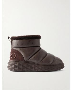 Jimmy Choo Xan Calfskin-Shearling Snow Boots - Brown