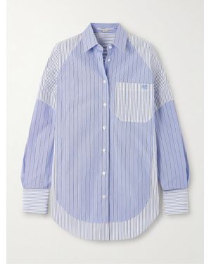 Stella McCartney Panelled Striped Organic Cotton-Poplin Shirt - Blue