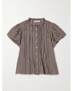 Doen Millie Bluse Aus Kariertem Biobaumwoll-Voile Mit Rüschen - Mehrfarbig