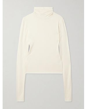 ÉTERNE Stretch-Modal Jersey Turtleneck Top - Natural