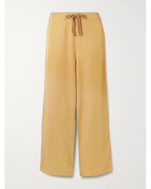 Sanderlak Satin-Twill Wide-Leg Trousers - Yellow