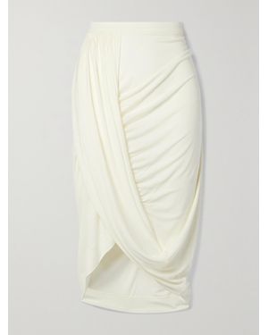Dries Van Noten Draped Stretch-Jersey Midi Skirt - Natural