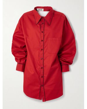 Christopher John Rogers Chemise Dos Ouvert En Serge De Coton - Rouge