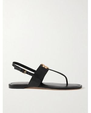 Tory Burch Eleanor Embellished Leather Sandals - Black