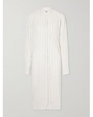 TOTEME Striped Voile Midi Dress - White