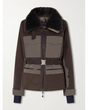 Sease Belted Plush And Twill-Trimmed Wool And Cashmere-Blend Felt Down Ski Jacket - Black