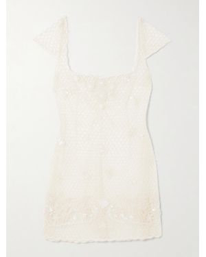 Clio Peppiatt Cora Embellished Tulle Mini Dress - Natural