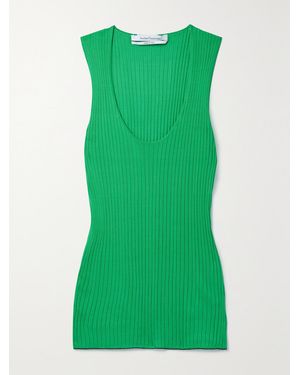Another Tomorrow Net Sustain Ribbed-Knit Tank - Green