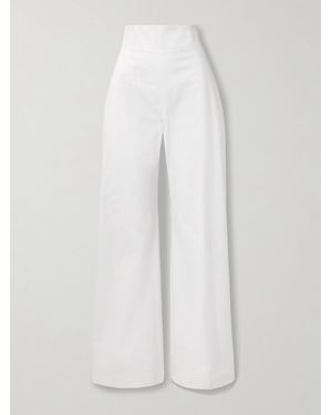 Carolina Herrera Cotton-Blend Sateen Wide-Leg Pants - White