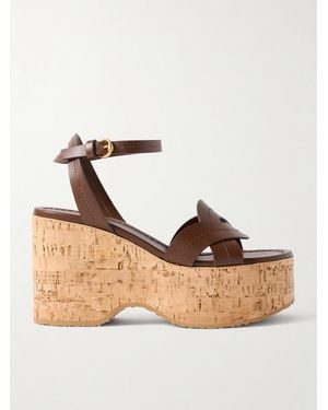 Gianvito Rossi 105 Leather Platform Sandals - Natural