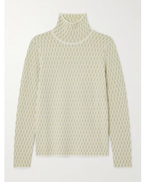 JOSEPH Fine Alcove Jacquard-Knit Merino Wool Turtleneck Sweater - Natural