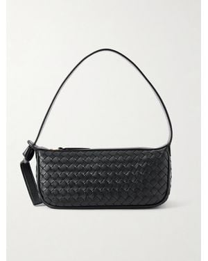 Bottega Veneta Intrecciato 19 Leather Shoulder Bag - Black