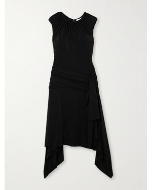 AZ FACTORY Helleborus Asymmetric Stretch-Jersey Midi Dress - Black