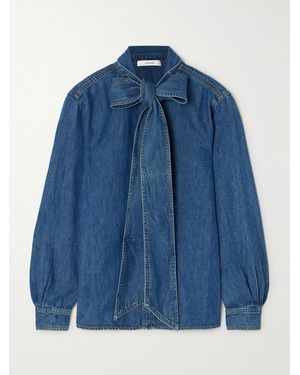 FRAME The Secretary Pussy-Bow Denim Shirt - Blue