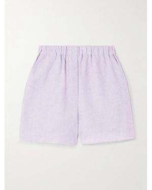 Loro Piana Angelo Linen Straight-Leg Shorts - Purple