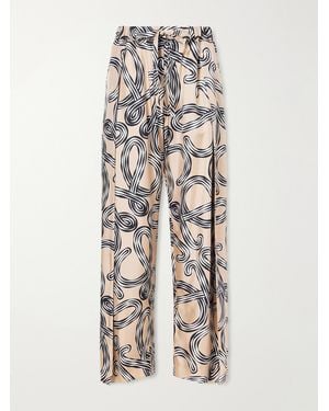 Loewe Paula's Ibiza Printed Mid-Rise Straight-Leg Silk Pants - White