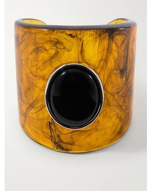 Julietta Nera Rhodium-Plated, Onyx And Resin Cuff - Metallic