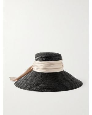 Eugenia Kim Mirabel Sonnenhut Aus Stroh Mit Bedrucktem Satinbesatz - Weiß