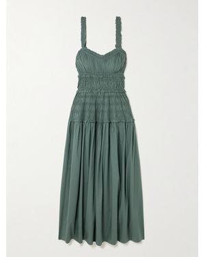 Doen Marianne Midikleid Aus Biobaumwollpopeline Mit Raffungen - Grün