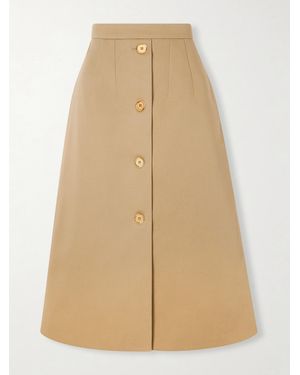 Patou Cotton-Twill Midi Skirt - Natural