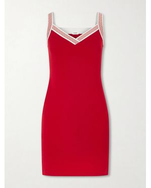 Versace Logo-Jacquard Cotton-Jersey Mini Dress - Red