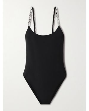 SARA CRISTINA Ocean Embellished Stretch-Econyl Swimsuit - Black