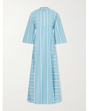 Thierry Colson Rachel Striped Cotton-Poplin Kaftan - Blue