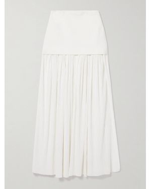 Proenza Schouler Paige Pleated Crepon And Stretch-Knit Maxi Skirt - White