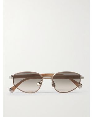 Brunello Cucinelli Sonnenbrille Mit Rundem Rahmen Aus Titan Und Details Aus Azetat - Natur