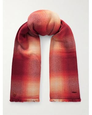 God's True Cashmere Fringed Checked Cashmere Scarf - Red
