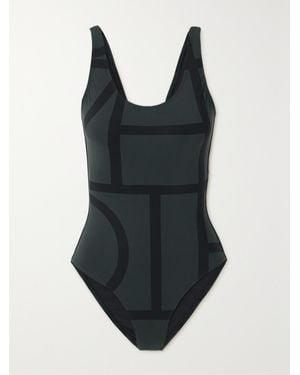 TOTEME Monogram Printed Recycled Swimsuit - Black