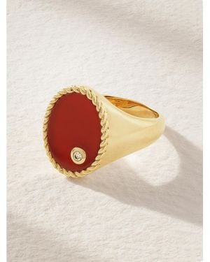 Yvonne Léon Ring Aus 9 Karat Mit Achat Und Diamant - Mettallic